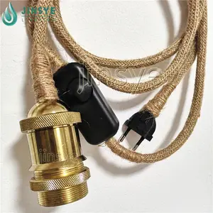 CE VDE lamp holder dimmer switch pendant lamp cord set jute hemp rope fabric cable with plug