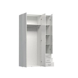 <span class=keywords><strong>Armario</strong></span> Moderno Blanco de MDF <span class=keywords><strong>con</strong></span> <span class=keywords><strong>3</strong></span> <span class=keywords><strong>Puertas</strong></span>, <span class=keywords><strong>3</strong></span> <span class=keywords><strong>Cajones</strong></span>, Barra para Colgar, Estantes Ajustables, Cierre Suave, Almacenamiento Duradero para Dormitorio - Product Image 2