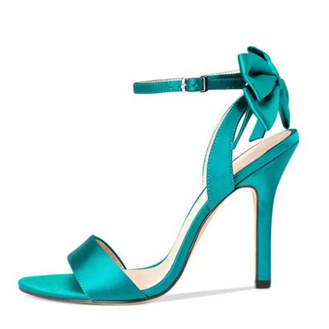 2019 Vrouwen Zomer Stiletto Hoge Hak Satijn Terug Bow Ladies Party Sandalen