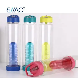 Bpa free customized removable bottom tritan plastic fruit infuser sports bottle joy water bottle with straw