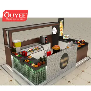 Mostrador de cafetería De fábrica Fabricante de quiosco de café interior de madera personalizado Bar en mostrador de café de diseño de centro comercial