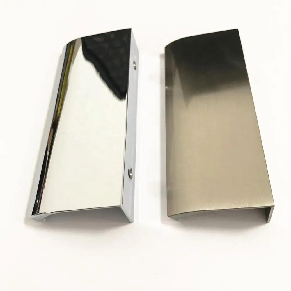 Chrom platte & Bürste Nickel Zeitgenössische Möbel tür Push Finger Pull Küche Aluminium Profil griff