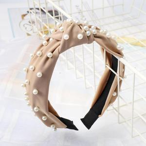 LRTOU Wholesale Korea Fashion Womens Hair Accessories Head Band Custom Women Fabric Tie Knot Pearl <strong>Plastic</strong> <strong>Headband</strong> for Girls - Product Image 6