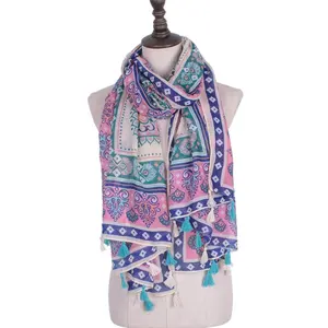 geometric pattern 100% rayon fashion printed cotton scarf