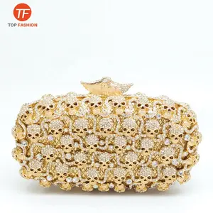 Pochette strass en cristal, sac de soirée pour fête de standing, crâne, porte-monnaie, vente en gros, usine chinoise