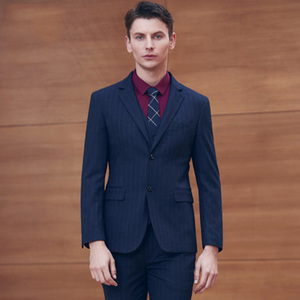 <span class=keywords><strong>Costume</strong></span> formel pour homme, <span class=keywords><strong>costume</strong></span> d'affaires britannique sur mesure coréen, <span class=keywords><strong>costume</strong></span> trois pièces à simple boutonnage, <span class=keywords><strong>costume</strong></span> <span class=keywords><strong>bleu</strong></span> à rayures pour homme - Product Image 5