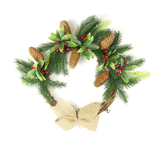 50 cm <span class=keywords><strong>Gros</strong></span> Pomme De Pin Rouge Berry Arbre Décoration De Noël Guirlande avec un Chiffon - Product Image 3
