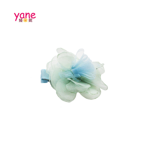 Bleu <span class=keywords><strong>étamine</strong></span> vert pétales polyester fleurs barrette pour sweetgirls - Product Image 3