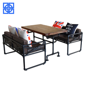 Industrial muebles de restaurante de estilo <span class=keywords><strong>Vintage</strong></span> restaurante barato Booth asientos sofá mesas y sillas para la venta - Product Image 1