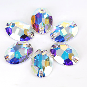 Top qualité or bas gros Triangle verre coudre sur strass dos plat couture sur strass pour strass épingle à cheveux - Product Image 4