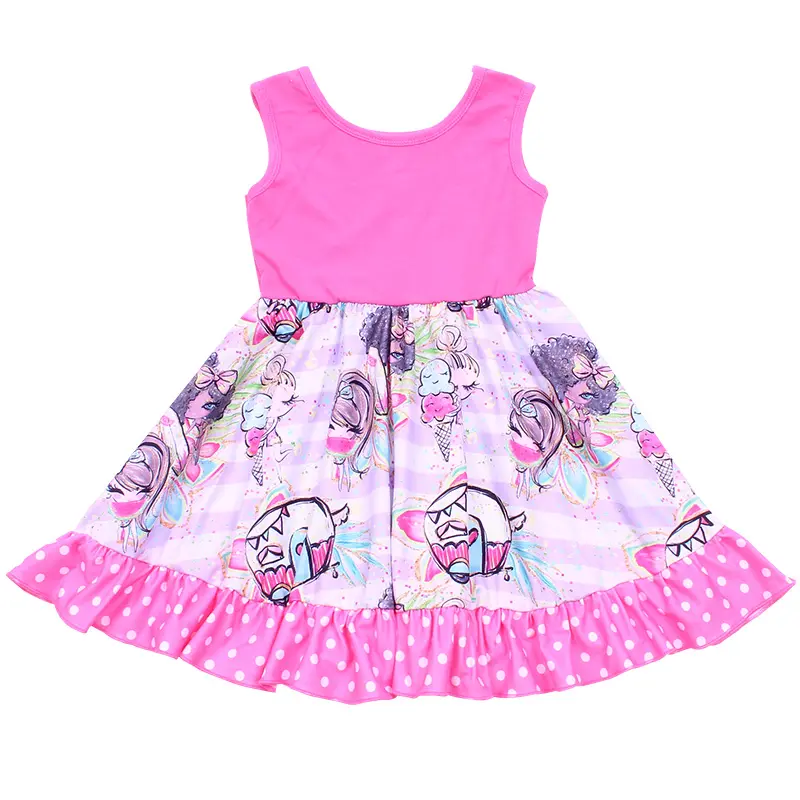 2019 Cute baby girl clothing nice dancing toddler dress for summer sleeveless party frocks