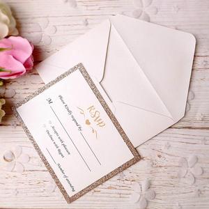 25 pièces Lot Or Paillettes Cartes Avec Imprimé + Gratuit Enveloppes Papier Cartonné Paillettes <span class=keywords><strong>D</strong></span>'<span class=keywords><strong>invitation</strong></span> De Mariage - Product Image 3