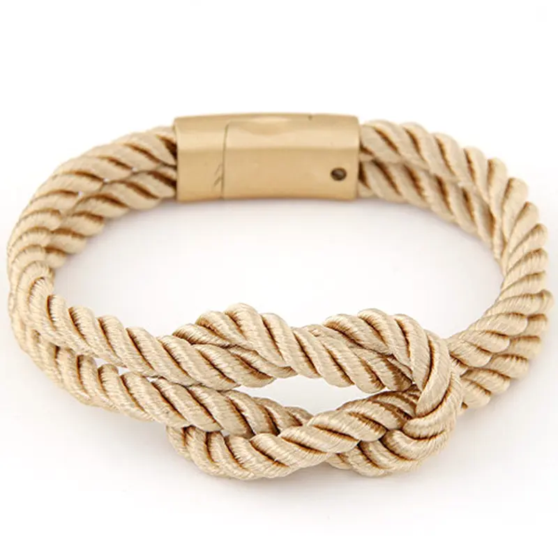 Europe fashion bracelet with braided rope and buckle magnet woven bracelet