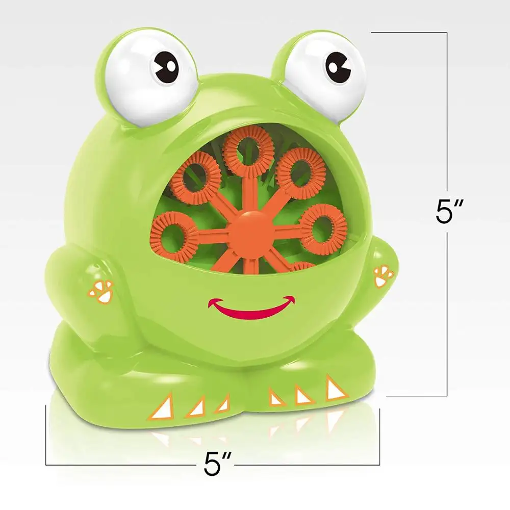 Frog conjunto de máquina de bolhas para crianças, inclui bolhas de brinquedo e garrafas de solução divertida verão ou atividade de festas