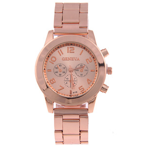 Hot sale fashion dress gold <span class=keywords><strong>Rose</strong></span> gold Geneva Quartz wrist watch wristwatch for women - Product Image 1