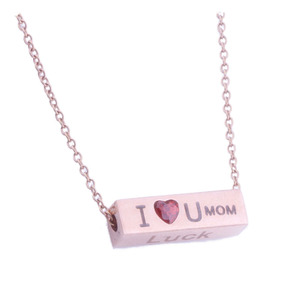 Popular de acero inoxidable, chapado en oro <span class=keywords><strong>blanco</strong></span>, letras cuboides <span class=keywords><strong>Te</strong></span> quiero, mamá, suerte, colgante, collares, día de la madre - Product Image 1