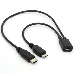 Mikro USB dişi Splitter mikro usb erkek C tipi erkek y kablosu