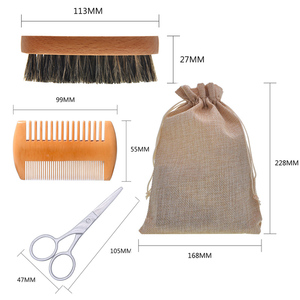 Man wooden boar bristle and Beech beard beard comb brush set kit beard - Product Image 3