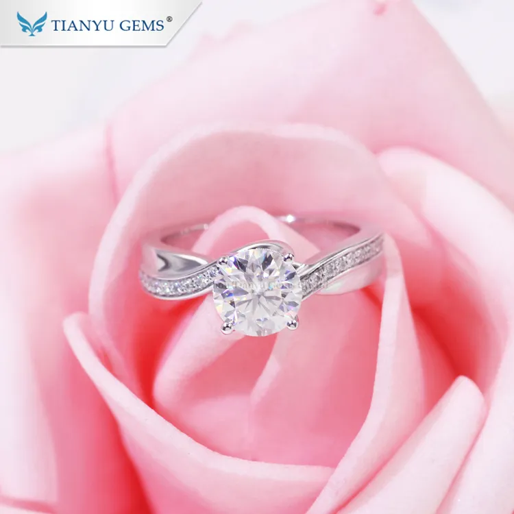 Tianyu edelsteine weiß gold breite band hochzeit ring 6,0mm moissanite diamanten engagement ring