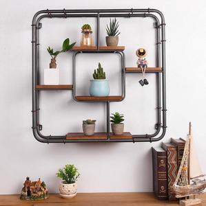 Étagère murale créative en bois et métal de style loft rustique, organisateur de rangement en forme d'échelle, décoration florale, étagère flottante en bois pour la chambre à coucher, la cuisine - Product Image 1