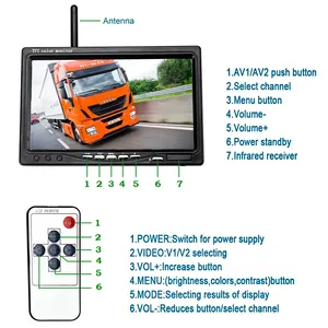 Podofo 2 X Wireless Rear View Sao Lưu Xếp Máy Ảnh 18 IR LED Night Vision Waterproof + 7 "Car Monitor Cho RV Xe Buýt Xe Tải Trailer