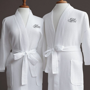 De Lujo 100% algodón cuello <span class=keywords><strong>Kimono</strong></span> blanco Waffle Hotel SPA <span class=keywords><strong>bata</strong></span> de baño para las mujeres - Product Image 3
