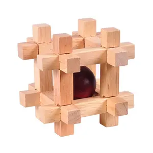 Einst eck schloss und Zapfen entsperren Spielzeug Puzzle Teaser Kongming Lock Brain Teaser 3D Holz Puzzle Box Die Gefangenen Ball 3D Holz puzzle