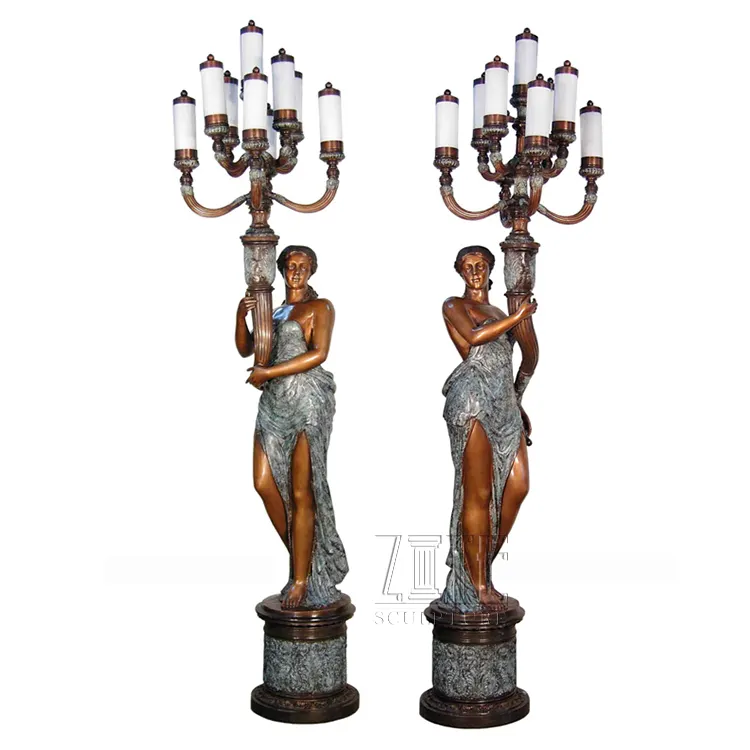 Lampe en bronze, sculpture classique, éclairage français, joli design populaire