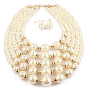 Fashion real pearl necklace earring set pearl jewelry set necklace