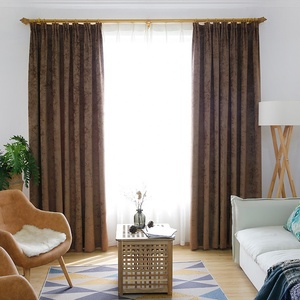 Ready made plain chenille blackout window curtain