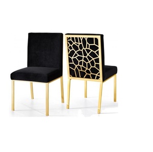 Chaise de salle à manger en acier inoxydable doré de loisirs <span class=keywords><strong>2023</strong></span>, dossier en nid d'abeille, chaise de restaurant en velours pour la maison, l'hôtel, le mariage - Product Image 4