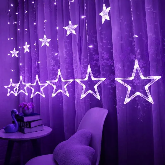 high quality cheap price white snowflake curtain Christmas hanging star light string