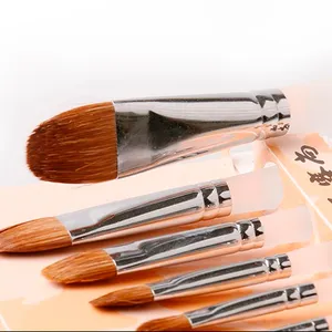 Giorgione 6pcs/set Nylon Hair Wood Handle Long Handle Brushes Free sample Manufactory Supplier Copper Ferrule