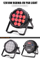 12x18w Par LED RGBWA+UV 6in1 Par Effet Lumière DMX512 Disco DJ Éclairage de scène