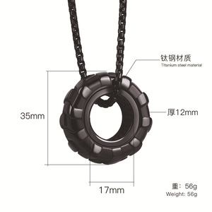Maschio Punk Style In Acciaio Inossidabile Monili Hippie Nero Pneumatico Auto Pendente Della Collana - Product Image 4
