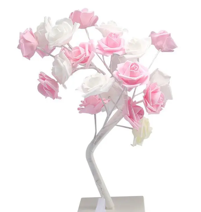 New Good Quality LED Romantic Night Tree Light Bonsai Eternal Artificial Rose Flower Xmas Wedding Valentine Holiday Decor AA
