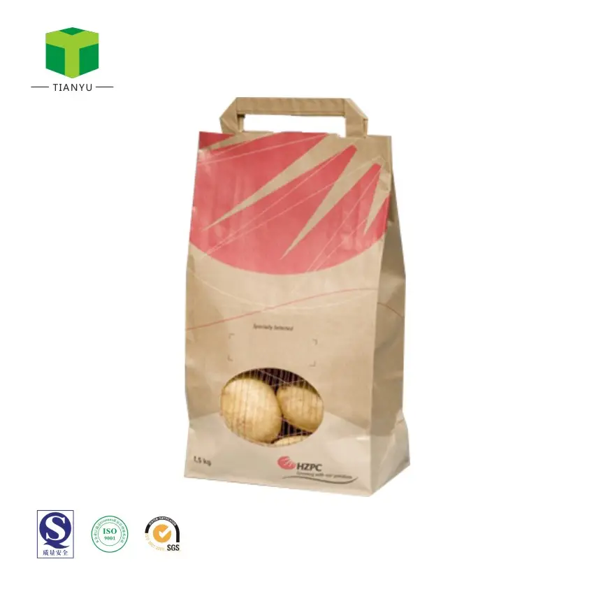 10キロVegetable PotatoタマネギPackaging Bag PaperハンドルメッシュネットウィンドウPotatoバッグ