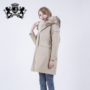 Nouveaux Produits 2018 Vêtements Dames <span class=keywords><strong>D</strong></span>'hiver Doublé De Fourrure Parka Manteau Avec Fourrure De Raton Laveur À Capuchon - Product Image 6
