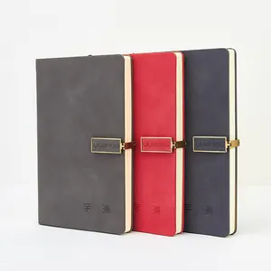 High Quality PU Leather Planner Metal Badge Custom Diary Embossed Printing Journal Gift Set Buckle Notebook