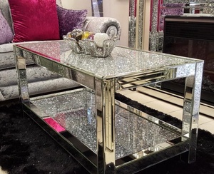 Guangdong manufacturer crushed diamonds top mirrored coffee table