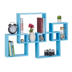 MDF barato cuadrado azul bordes flotante de madera estante de pared - Product Image 1