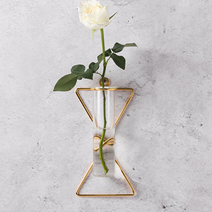 Decorativo pared hexagonal maceta pequeña de Bud de tubo de vidrio jarrones de oro tono soporte de Metal - Product Image 6