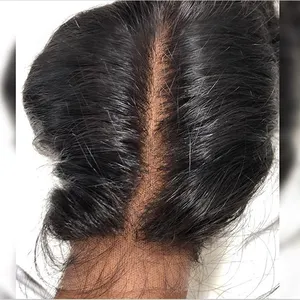 Grosir Pemutih Transparan Simpul Kutikula Selaras 4X4 Penutup Renda Bagian Tengah Penutup Renda Rambut Virgin dengan Rambut Bayi