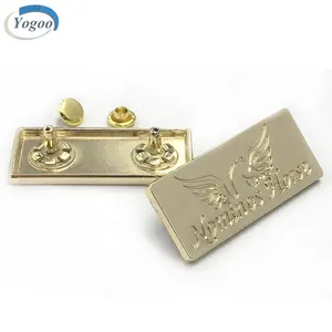 Durable Zinc Alloy Gold Custom Metal Logo Bag Label Plate for Saddle