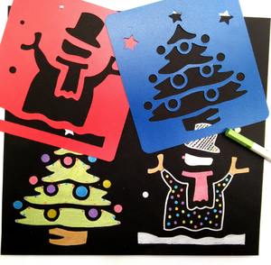plantilla <span class=keywords><strong>6</strong></span> unids conjunto niños ESTUDIO DE respetuoso del medio ambiente de Navidad de plástico pintura plantillas - Product Image 1