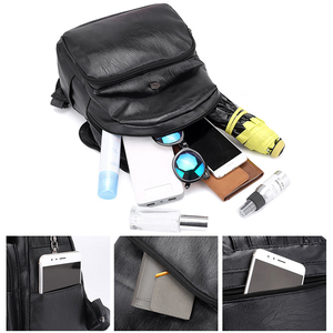 Mochila de Cuero Negra con Borla y Logotipo Personalizado, Bolsos Escolares de Moda para Mujer, Venta al Por Mayor - Product Image 5