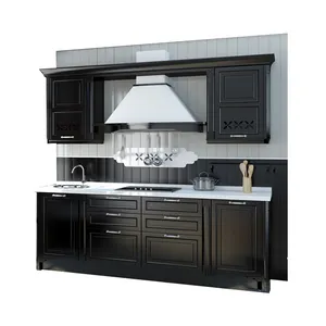 100% diseño personalizado gabinete negro y blanco encimera de gabinete de cocina