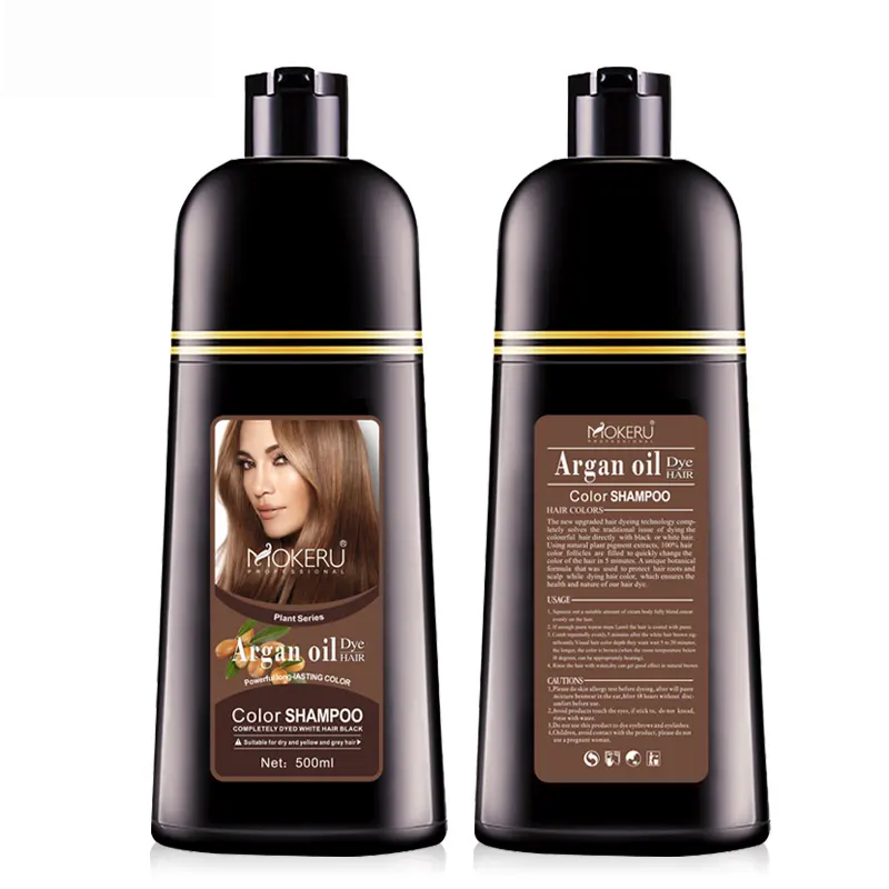 Dropshipping Wholesale Mokeru Permanent Dye Shampoo Argan Oil Fast Hair Color Shampoo For Women Brown Hair Dye Permanent