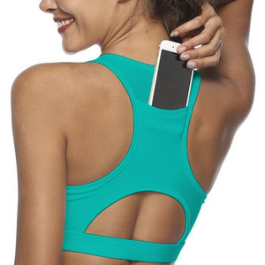 Vendita calda Palestra Nuovo stile Tasca Posteriore di Disegno del Poliestere Sexy Delle Donne di Sport di Yoga Del Reggiseno
