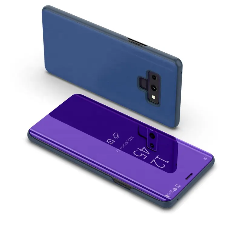 Coque de téléphone portable en cuir à rabat, étui avec effet miroir, pour Samsung Galaxy Note 9